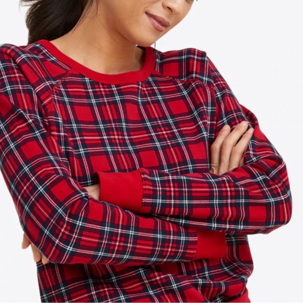 BNWT Draper James Natalie Sweatshirt in Angie Plaid. Size: Large